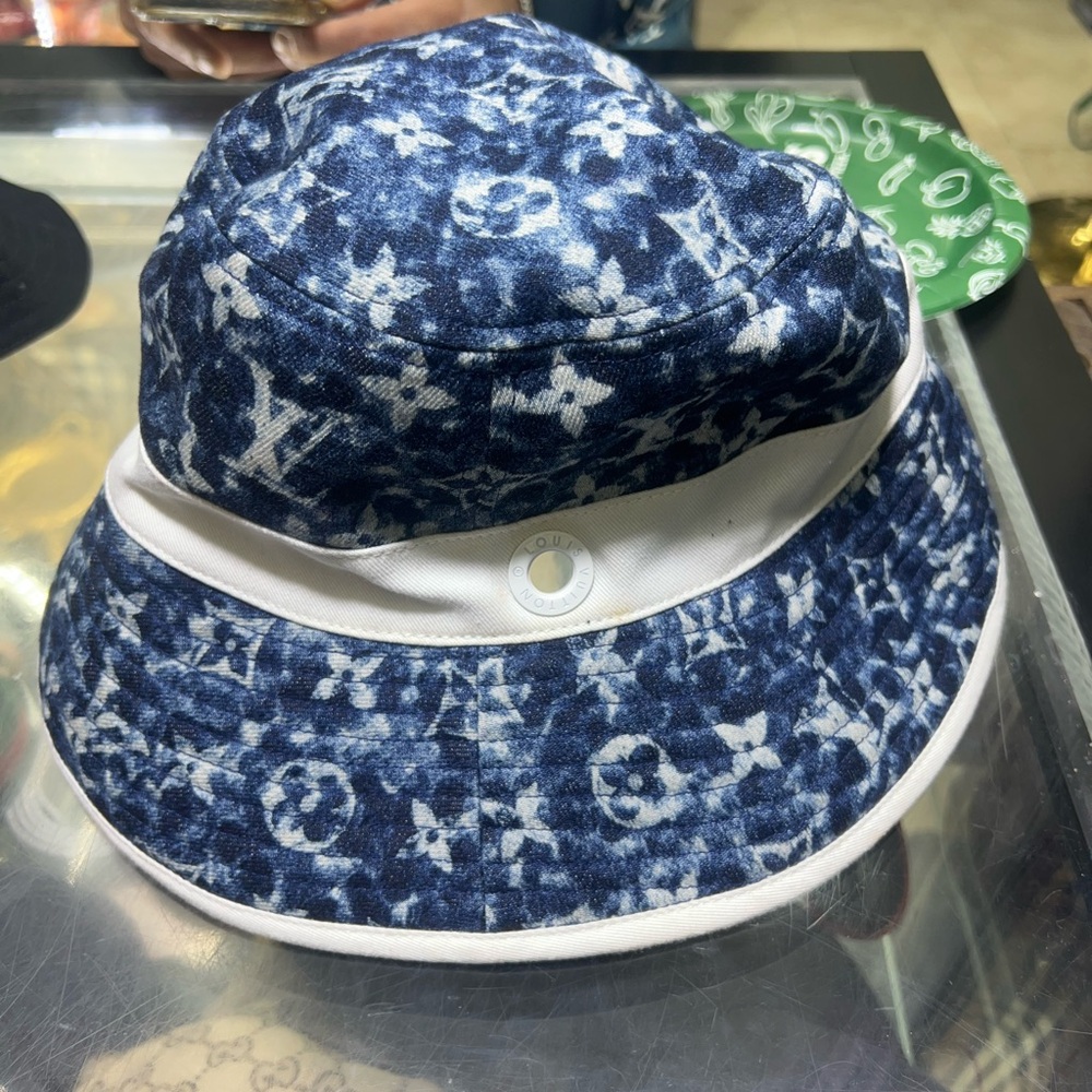 Louis Vuitton Navy and White Bucket Hat